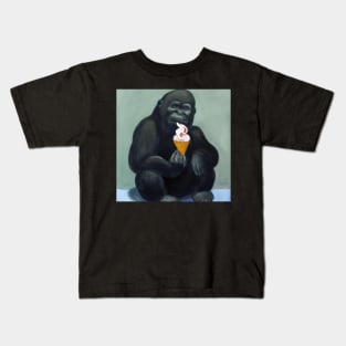 Gorilla eating ice cream Kids T-Shirt